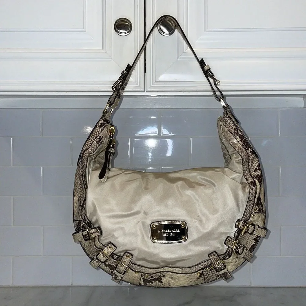 Michael Kors RARE Python Snake Buckle Hobo Bag